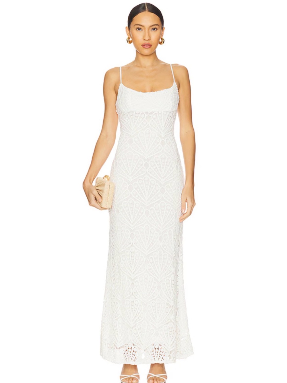 REVOLVE White Lace Maxi Dress with Spaghetti Straps
